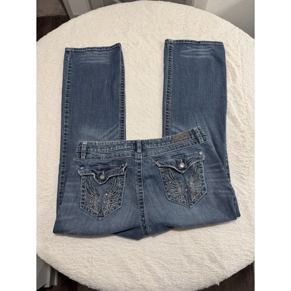 VTG Y2k Harley Davidson Bootcut Women Bootcut Jeans Sz 14 Eagle Embellish Denim